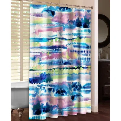 Laural Home Silky Designs Single Shower Curtain In Blue