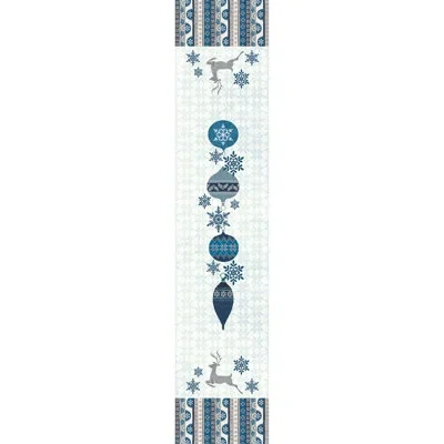 Laural Home Simply Winter Geometric Christmas Table Runner In Blue;white