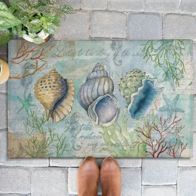 Laural Home Sketchbook Shells Outdoor Doormat In Multicolor