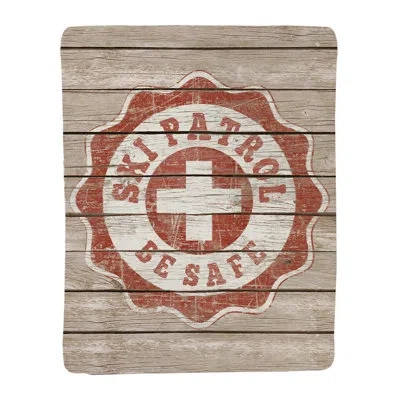 Laural Home Ski Patrol Sherpa Throw In Brown;red