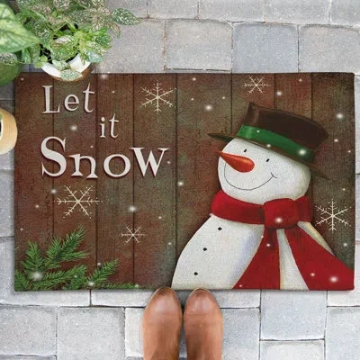 Laural Home Snowy Season Outdoor Door Mat In Multicolor