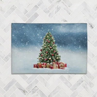 Laural Home Snowy Tree Chenille Rug In Blue,green