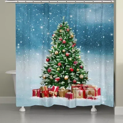 Laural Home Snowy Tree Shower Curtain In Blue