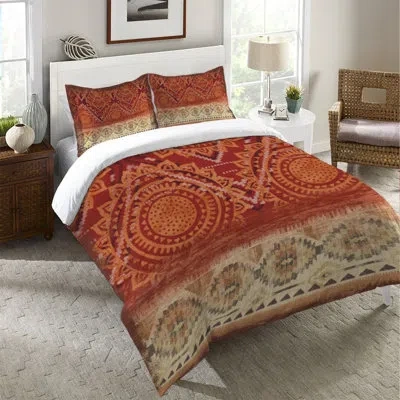 Laural Home Southwest Medallion Microfiber Duvet Cover In Brown;red;cream
