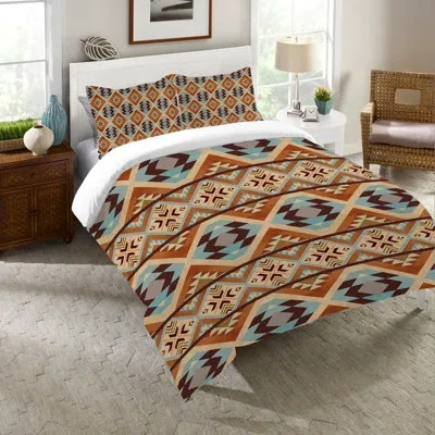 Laural Home Southwest Tile Comforter In Blue;brown;green;gray;beige;orange