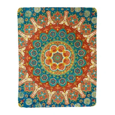 Laural Home Spice Mandala Sherpa Throw In Blue;red;yellow