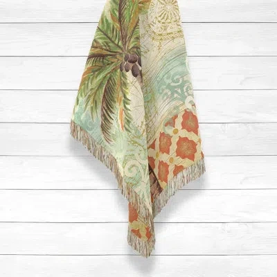 Laural Home Spice Palm 100% Cotton Throw In Green;red;beige