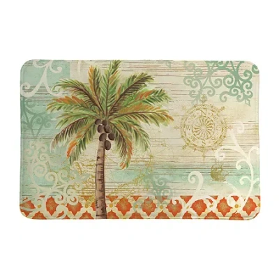 Laural Home Spice Palm Memory Foam Bath Rug In Green