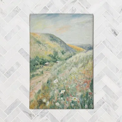 Laural Home Spring In The Hills Toile Power Loom Chenille Area Rug In Blue/green