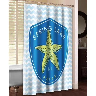 Laural Home Spring Lake Single Shower Curtain In Blue;yellow
