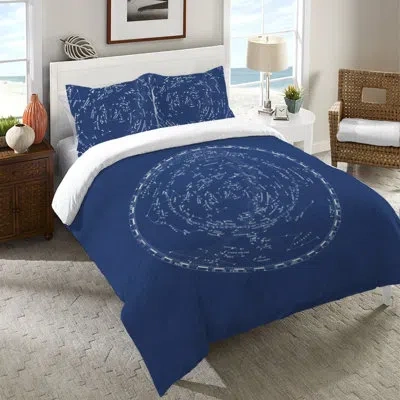 Laural Home Stars And Constellations Chart Microfiber Duvet Cover In Blue;white
