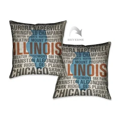 Laural Home States Illinois Indoor Decorative Pillow In Multicolor;multicolor