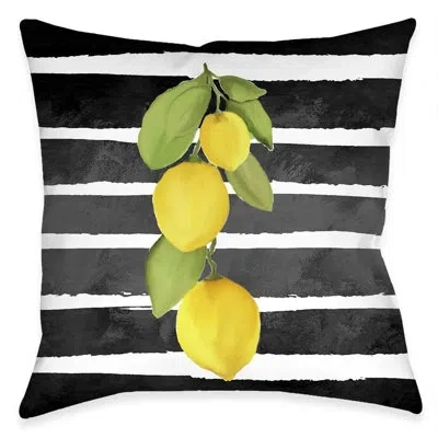 Laural Home Striped Lemons Polyester Throw Pillow In Yellow