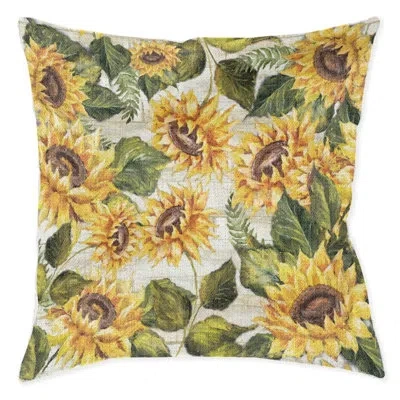 Laural Home Sunflower On Shiplap Indoor Woven Decorative Pillow