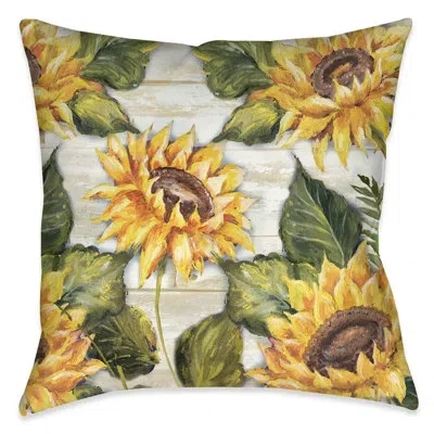 Laural Home Sunflowers On Shiplap Polyester Throw Pillow In Multi