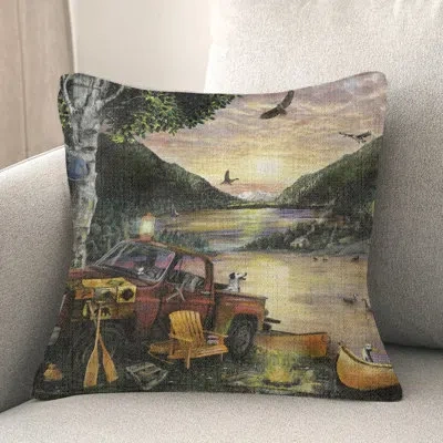 Laural Home Sunset Lake Indoor Woven Decorative Pillow