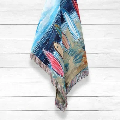 Laural Home Surfboards 100% Cotton Throw In White;red;navy