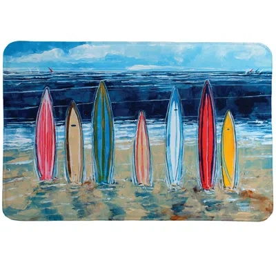 Laural Home Surfboards Memory Foam Rug By  In Blue