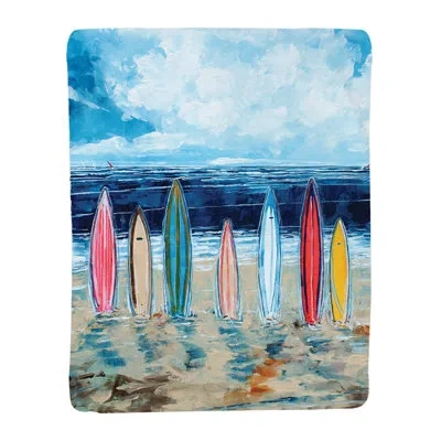 Laural Home Surfboards Sherpa Throw Blanket In Blue;red