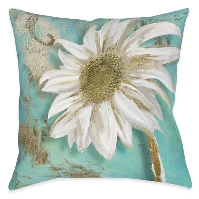 Laural Home Teal Floral Sunflower Indoor Decorative Pillow In Multi