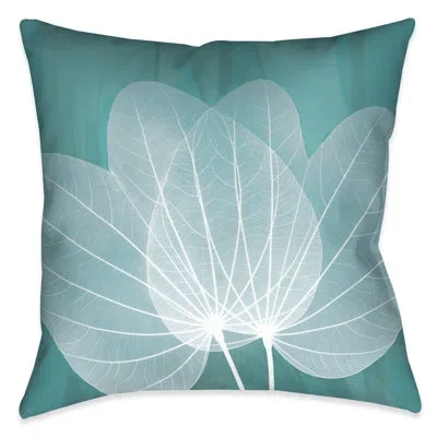 Laural Home Teal Leaves Translucent Teal X-ray Leaves Indoor/outdoor Throw Pillow In Multi
