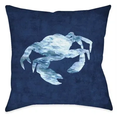 Laural Home The Abyss Blue Crab Outdoor Decorative Pillow In Multi
