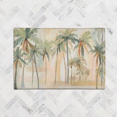 Laural Home The Palm Beach Tropics Floral Power Loom Chenille Area Rug In Beige/green In Beige,green