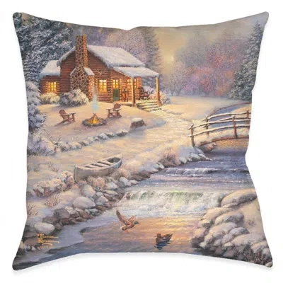 Laural Home Thomas Kinkade A Winter Retreat Indoor Decorative Pillow In Multi