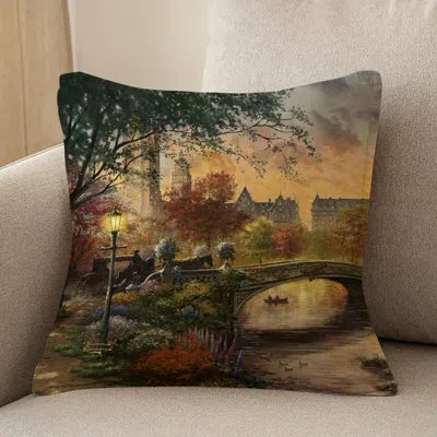 Laural Home Thomas Kinkade Autumn In New York Indoor Decorative Pillow In Multi
