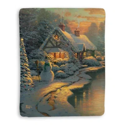 Laural Home Thomas Kinkade Christmas Evening Sherpa Throw Blanket In Multi-colored