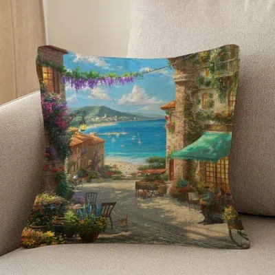 Laural Home Thomas Kinkade Italian Café Indoor Decorative Pillow In Multi
