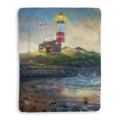 Laural Home Thomas Kinkade Light Of Hope Sherpa Throw Blanket In Multi-colored