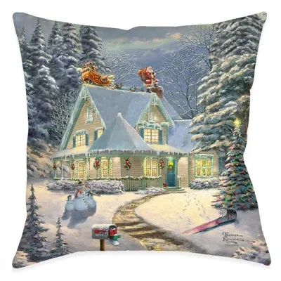 Laural Home Thomas Kinkade Midnight Delivery Indoor Decorative Pillow In Multi