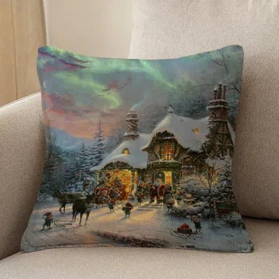 Laural Home Thomas Kinkade Santa's Night Before Christmas Indoor Decorative Pillow In Multi
