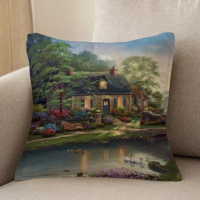 Laural Home Thomas Kinkade Stoney Creek Cottage Indoor Decorative Pillow In Multi