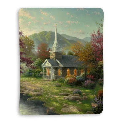 Laural Home Thomas Kinkade Streams Of Living Water Sherpa Throw Blanket In Multi-colored