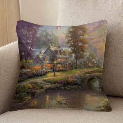 Laural Home Thomas Kinkade Sunset On Lamplight Lane Indoor Decorative Pillow In Multi