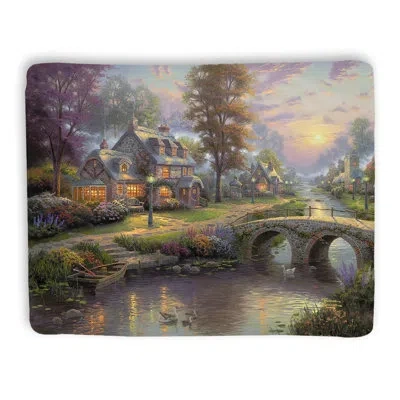 Laural Home Thomas Kinkade Sunset On Lamplight Lane Sherpa Throw Blanket In Multi-colored