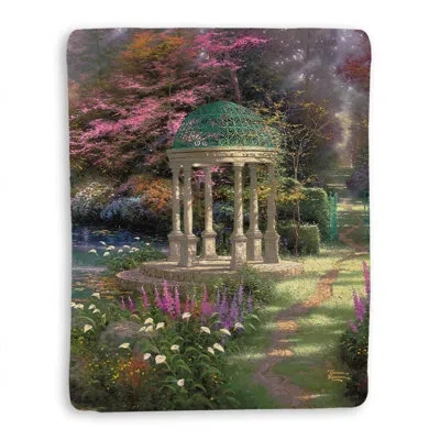 Laural Home Thomas Kinkade The Garden Of Prayer Sherpa Throw Blanket In Multi-colored