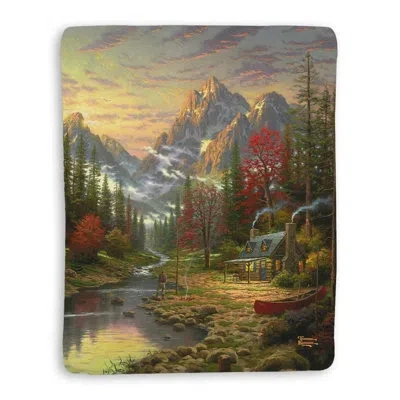 Laural Home Thomas Kinkade The Good Life Sherpa Throw Blanket In Multi-colored