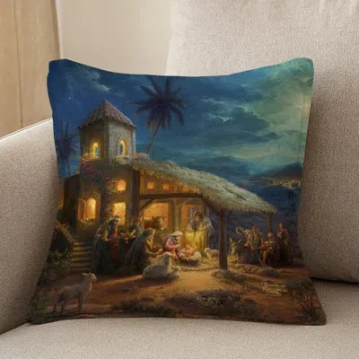 Laural Home Thomas Kinkade The Nativity Indoor Decorative Pillow In Multi