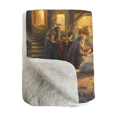Laural Home Thomas Kinkade The Nativity Sherpa Throw Blanket In Multi-colored
