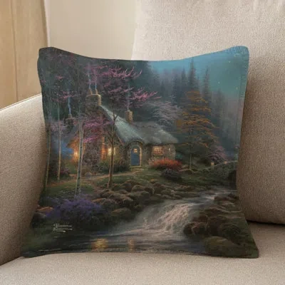 Laural Home Thomas Kinkade Twilight Cottage Indoor Decorative Pillow In Multi
