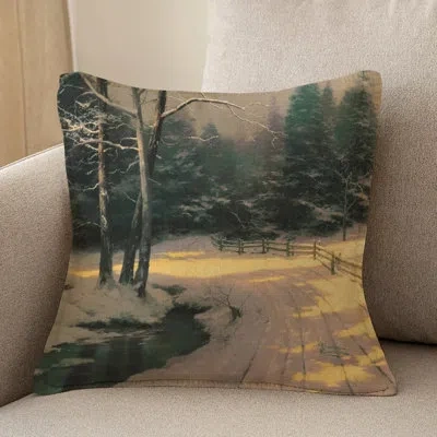 Laural Home Thomas Kinkade Winter Glen Indoor Decorative Pillow In Multi
