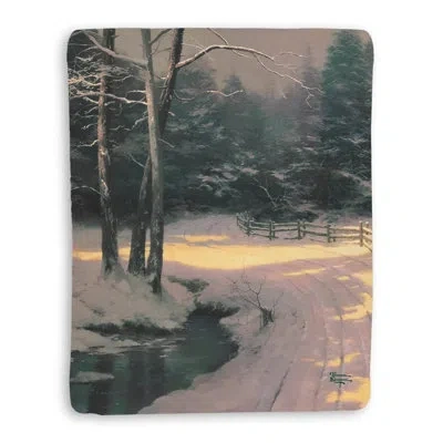 Laural Home Thomas Kinkade Winter Glen Sherpa Throw Blanket In Multi-colored