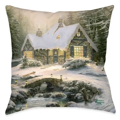Laural Home Thomas Kinkade Winter Light Cottage Indoor Decorative Pillow In Multi