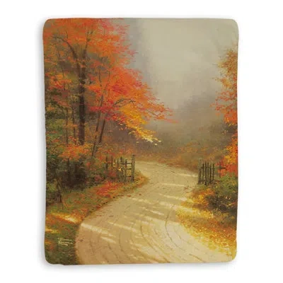 Laural Home Thomas Kinkde Autumn Lane Sherpa Throw Blanket In Multi-colored
