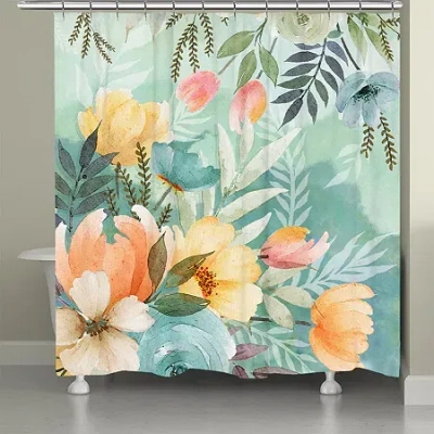 Laural Home Tranquil Botanicals Shower Curtain In Blue