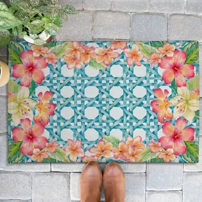 Laural Home Tropical Island Outdoor Door Mat In Multicolor