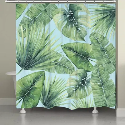 Laural Home Tropical Palm Leaves Shower Curtain In Green